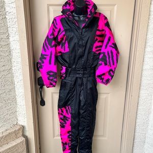 80’s SNUGGLER Bette Gable Animal Hot Pink Snowbunny Ski Snowsuit Women’s 8